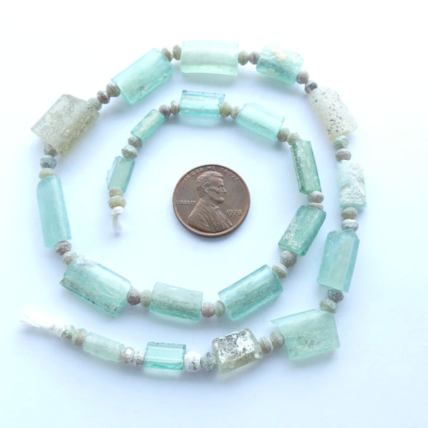 Ancient Glass Made into New Rectangular Beads