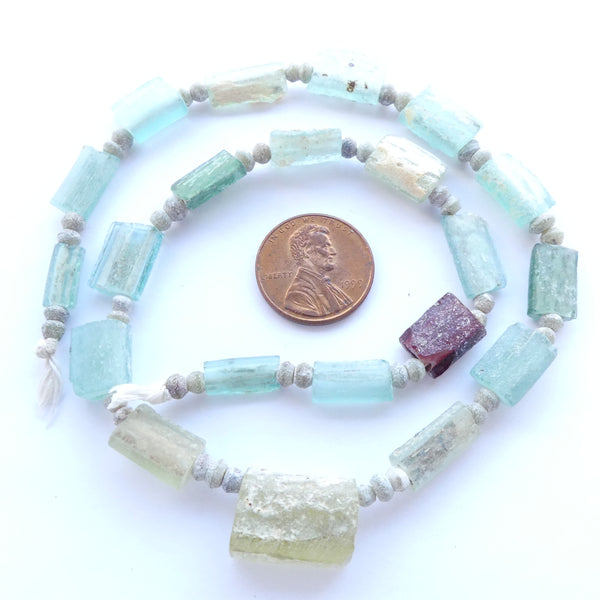 Ancient Glass Made into New Rectangular Beads