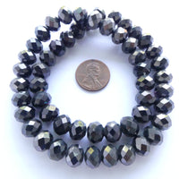 Faceted Glass "Dragon Crystal" 8x10mm Black Iris on 16-inch Strands