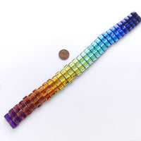 Dichroic Glass Rainbow, 32 Two-hole Beads, Each 9x26mm