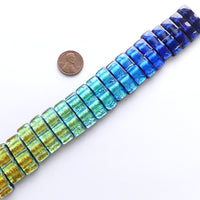 Dichroic Glass Rainbow, 32 Two-hole Beads, Each 9x26mm