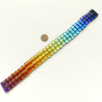 Dichroic Glass Rainbow, 32 Two-hole Beads, Each 9x26mm