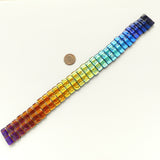 Dichroic Glass Rainbow, 32 Two-hole Beads, Each 9x26mm