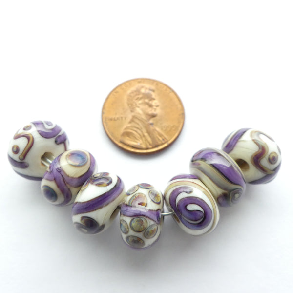 Chinese Rondelles, Lavender Loops, 8x13mm, Set of 7