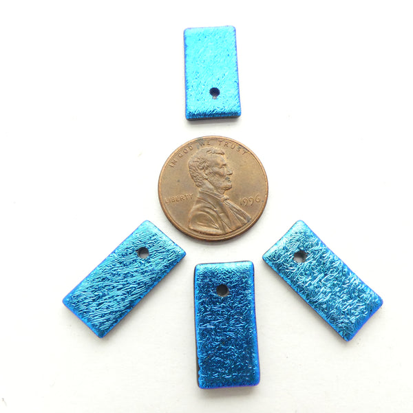 Dichroic Glass, Mini Pendants, Blue, 10x20mm, Set of 4