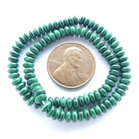 Czech Glass Rondelles, 4mm, Dark Green Opal, Strands of 100
