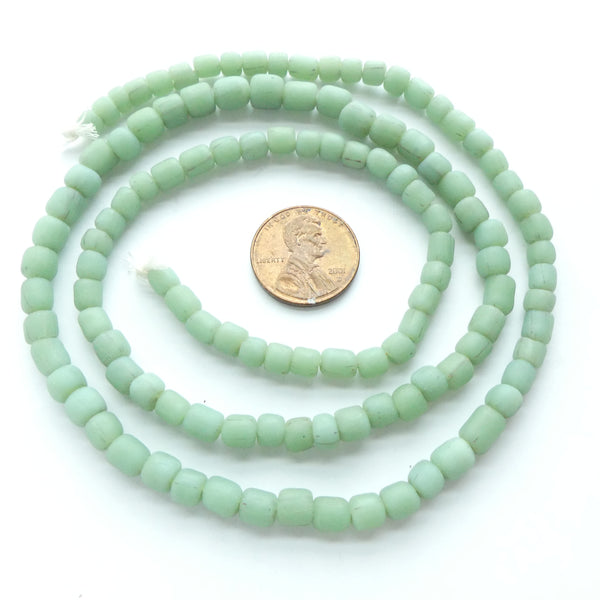 Indonesian Spacer Beads, 4-5mm, Light Green Matte, 23" Strands