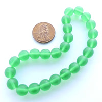 Czech Glass Smooth Round "Druks" 8mm Green Transparent Matte, Strands of 25