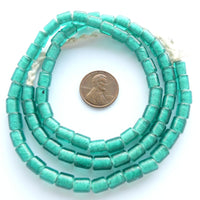 Indonesian Tube Beads, 7x5mm Translucent Teal, 21" Strands