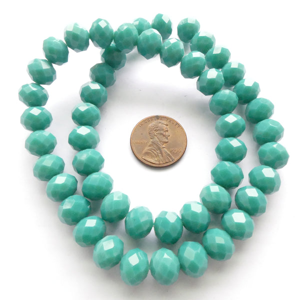 Faceted Glass "Dragon Crystal" 8x10mm, Turquoise Opaque