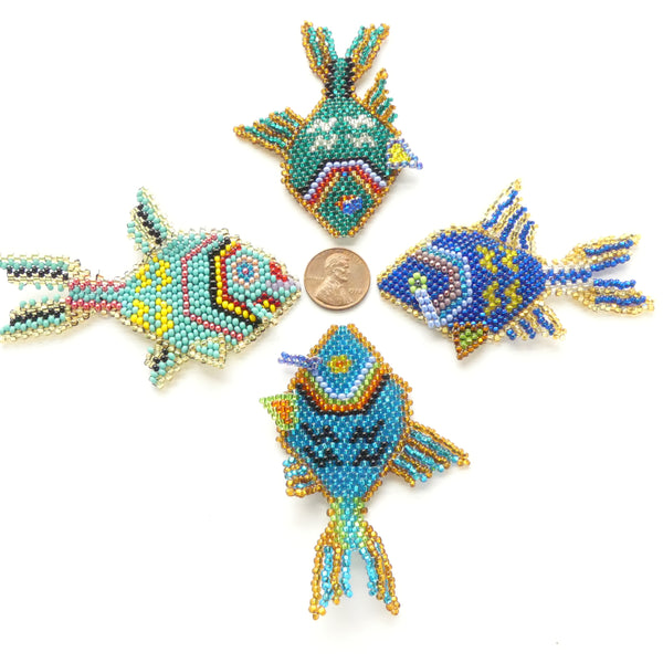 Beaded Fish Embellishments for Wearables, 3 Inches Long, Sets of 4