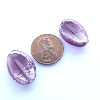 Genuine Venetian Foil Glass, Purple Twisted Flat Oval, 18x15mm, Set of 2