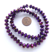 Faceted Glass "Dragon Crystal" 6x8mm Purple Iris on 16-inch Strands