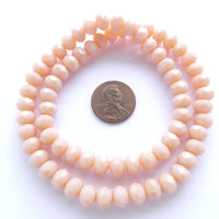 Faceted Glass "Dragon Crystal" 6x8 Peachy Pink on 16-inch Strands