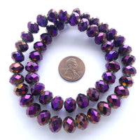 Faceted Glass "Dragon Crystal" 8x10mm Purple Iris on 16-inch Strands