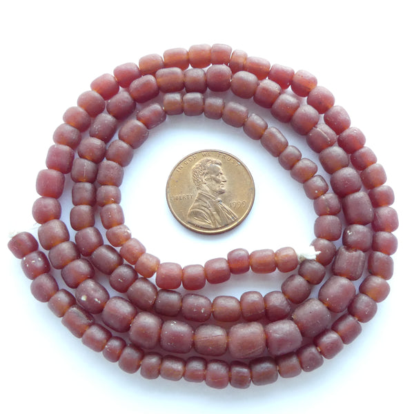 Indonesian Spacer Beads, 4-6mm, Medium Brown Matte, 23" Strands