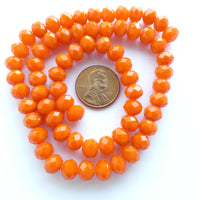 Faceted Glass "Dragon Crystal" 8x10mm, Orange Opaque, 16-inch Strand