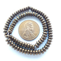 Czech Glass Rondelles, 4mm, Dark Copper Metalic, Strands of 100
