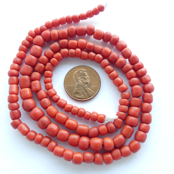 Indonesian Spacer Beads, 4-6mm Red Matte, 23" Strands