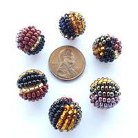 Guatemalan Beaded Beads, Four-Color Fall Combo, 12mm, Sold Individually