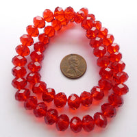 Faceted Glass "Dragon Crystal" 8x10mm Red Translucent on 16-inch Strands
