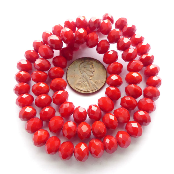 Faceted Glass "Dragon Crystal" 6x8mm Tomato Red on 16-inch Stands