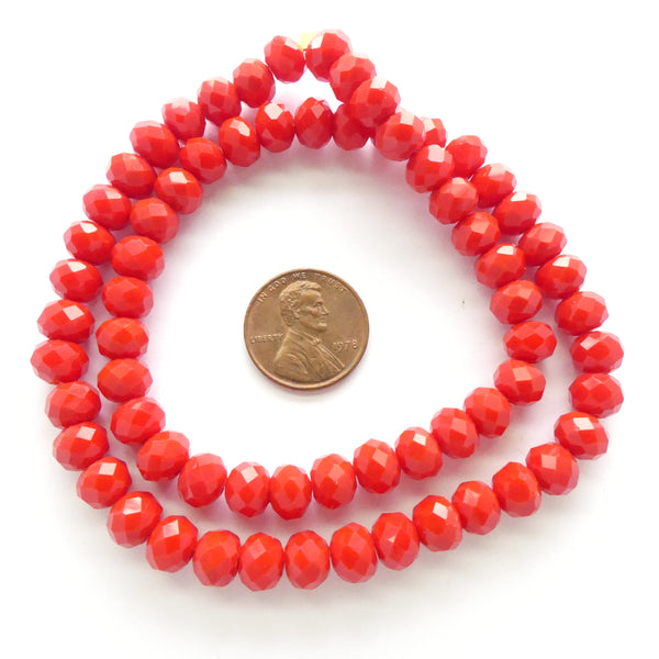 Faceted Glass "Dragon Crystal" 6x8mm Tomato Red on 16-inch Stands