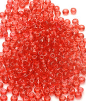 Seed Beads, Size 6, Translucent Dark Rose