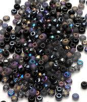 Seed Beads, Size 6, Mix Black/Grey "Witches Brew"