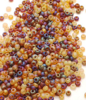 Seed Beads, Size 8, Matte Mix Tortoise AB