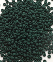 Seed Beads, Size 8, Matte Opaque Dark Green