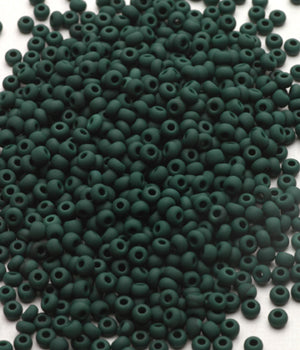 Seed Beads, Size 8, Matte Opaque Dark Green