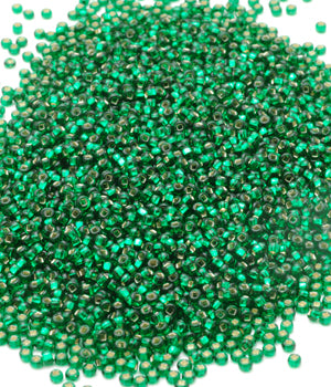 Seed Beads, Size 11, Silver-lined Kelly Green
