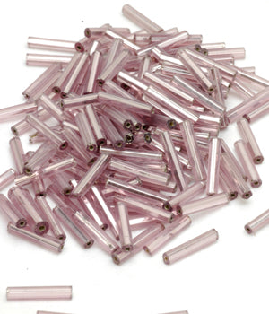 Bugle Beads, Size 5, Silver-lined Light Amethyst