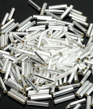 Bugle Beads, Size 5, Silver-lined Clear