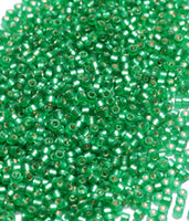 Seed Beads, Delicas, Silver-Lined Light Kelly Green Semi-Matte