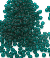 Seed Beads, Size 6, Matte Translucent Emerald
