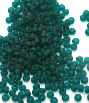 Seed Beads, Size 6, Matte Translucent Emerald