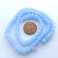 Faceted Glass "Dragon Crystal" 4x6mm, Light Cornflower Blue Opal, 12-inch Strands