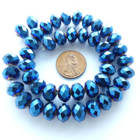 Faceted Glass "Dragon Crystal" 8x10mm, Blue Iris, 13-inch Strand