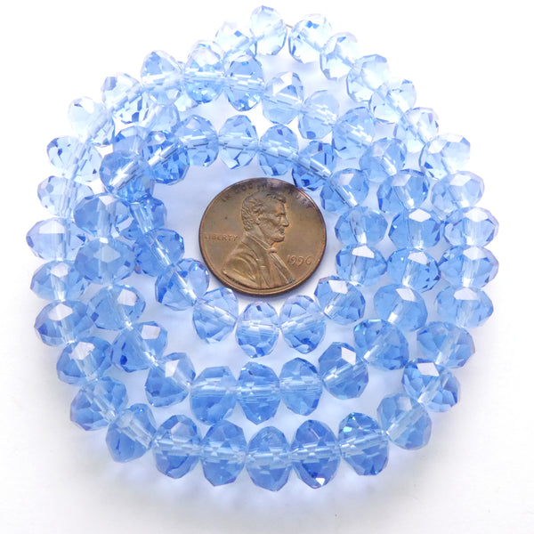 Faceted Glass "Dragon Crystal" 4x6mm Blue Transparent on 16-inch Strands