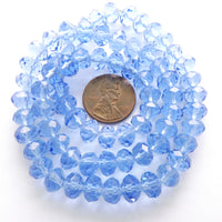 Faceted Glass "Dragon Crystal" 4x6mm Blue Transparent on 16-inch Strands