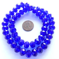 Faceted Glass "Dragon Crystal" 8x10mm, Cobalt Blue, 16-inch Strands