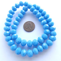 Faceted Glass "Dragon Crystal" 8x10mm Turquise Dark Opaque on 16-inch Strands