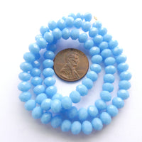 Faceted Glass "Dragon Crystal" 6x8mm Turquoise Opaque on 16-inch Strands