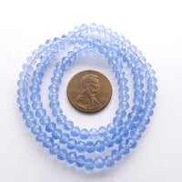 Faceted Glass "Dragon Crystal" 3x5mm Light Transparent Blue on 16-inch Strands