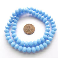 Faceted Glass "Dragon Crystal" 8x10mm Turquoise Opaque on 16-inch Strands