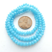 Faceted Glass "Dragon Crystal" 3x4mm, Turquoise Opaque, 16" Strands