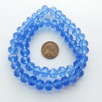 Faceted Glass "Dragon Crystal" 8x10mm, Blue Sapphire Translucent, 16" Strands