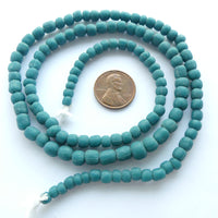 Indonesian Spacer Beads, 4-6mm Turquoise Matte, 23" Strands